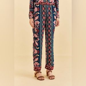 Teal Seashell Tapestry Cargo Pants